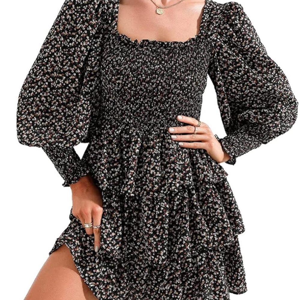 Floral Smocked Puff Sleeve Dress